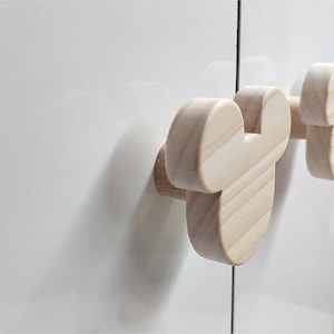 Wooden Mouse Head Knobs, Cartoon Inspired Drawer Pulls, Wooden Furniture Handles for Nursery, Kids Room Dresser Knobs, Magic Mouse Decor
