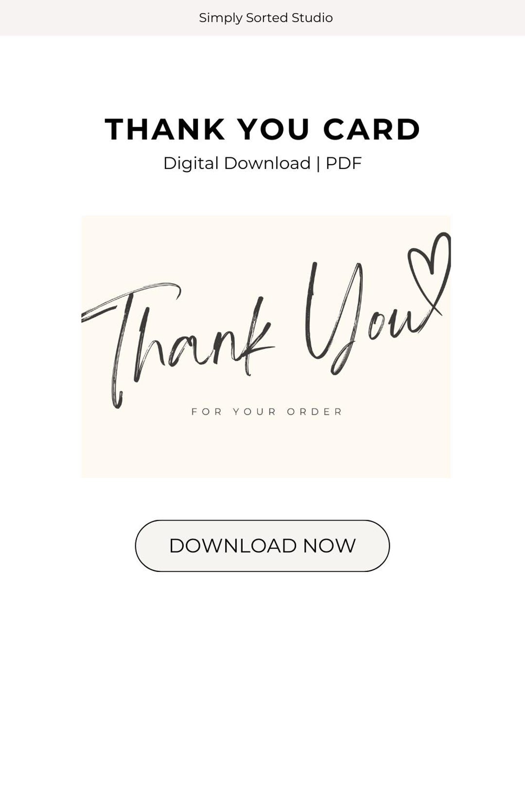 Printable Simple Thank You Card for Small Business | Digital Download ...