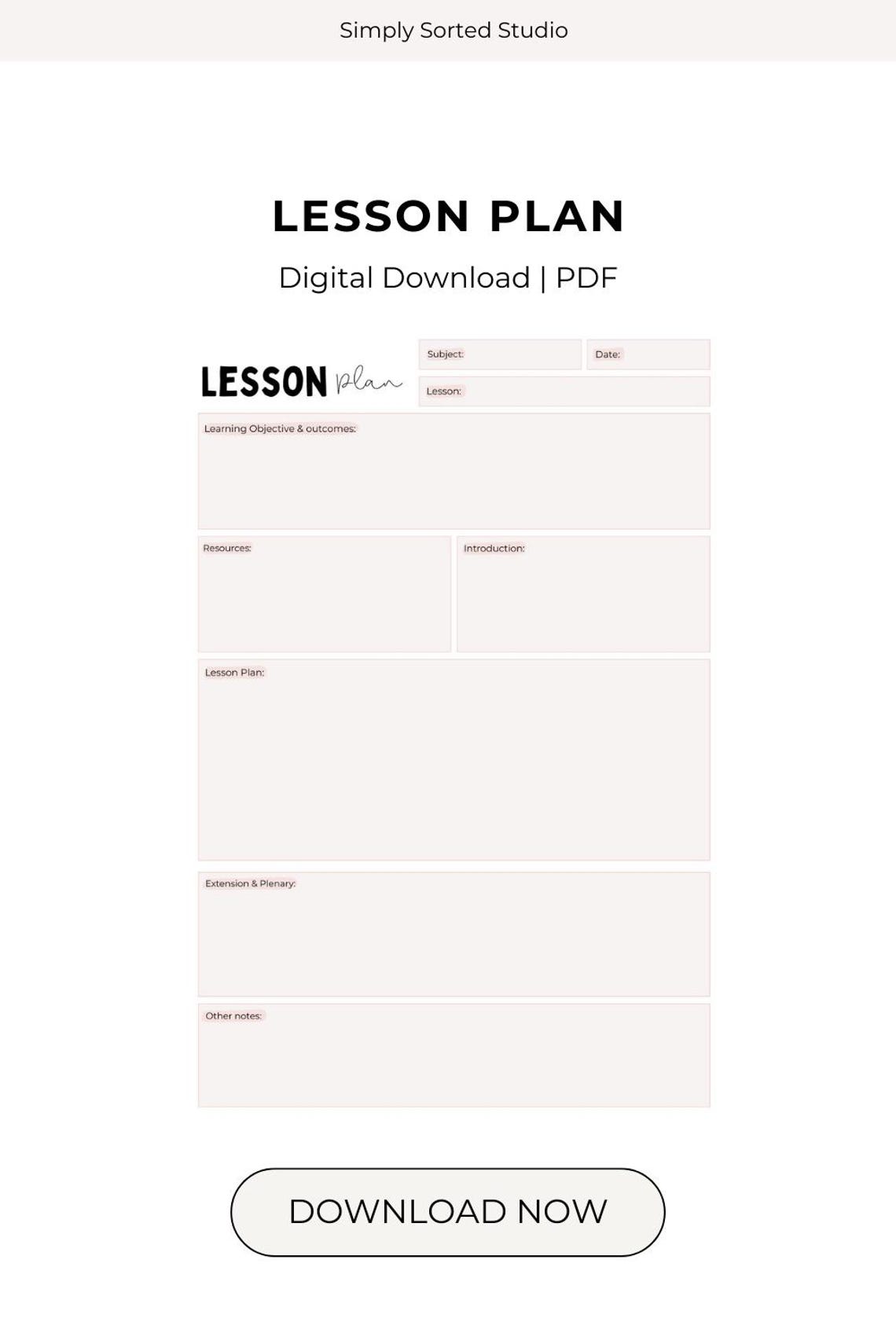 Lesson Plan Cover Template | Digital Printable PDF - Etsy
