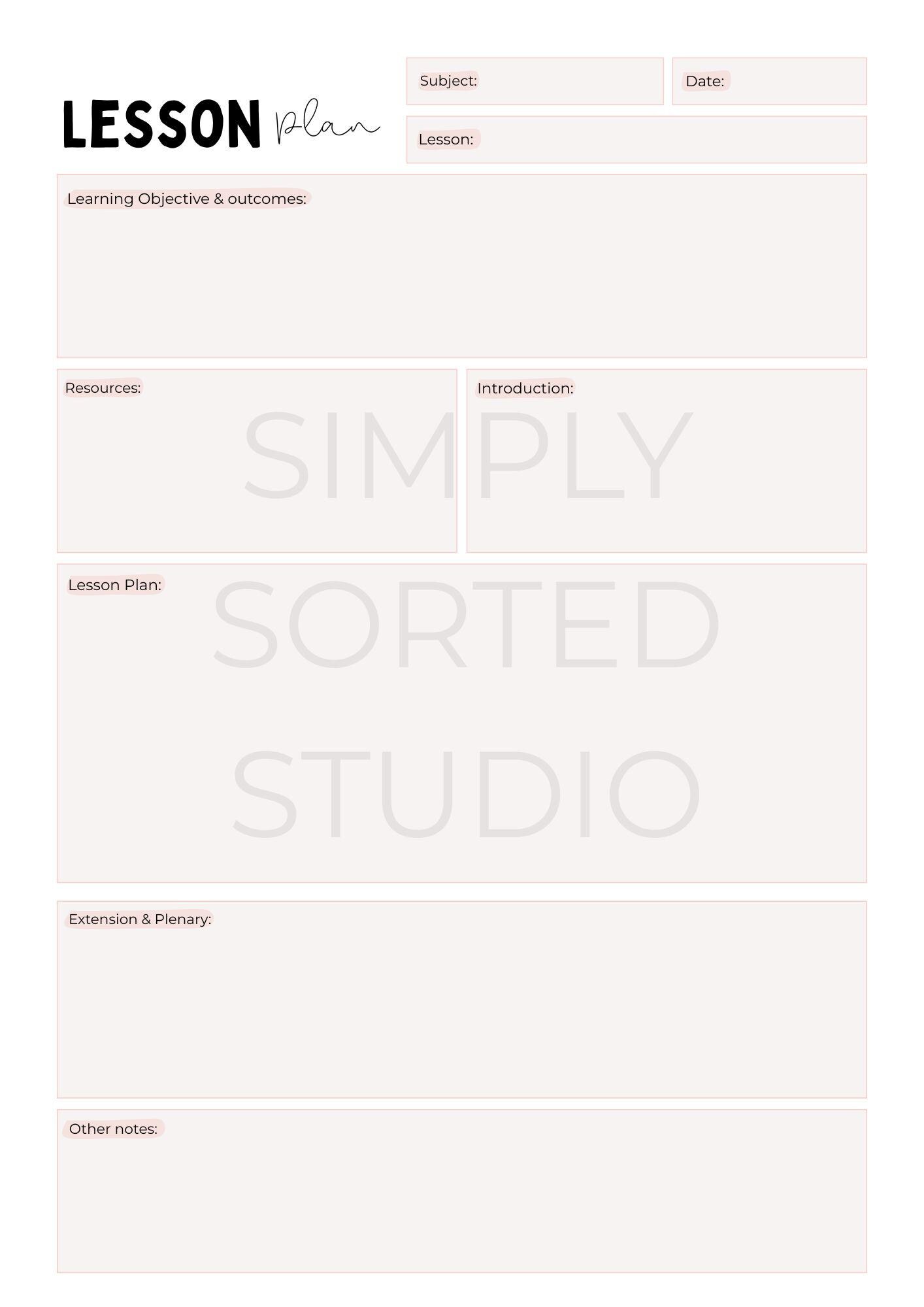 Lesson Plan Cover Template | Digital Printable PDF - Etsy