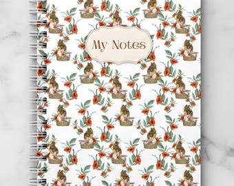 Floral Bunny -Themed Digital  Notebook| Simple & Easy-to-Use Printable PDF| 60 Pages| Digital Download