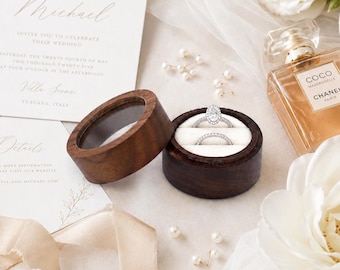 Personalized Wooden Ring Box: White Groove Wooden Ring Box, Jewelry Holder