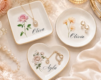 Custom Ring Dish: Personalized Trinket Tray, Wedding Gift Ring Holder