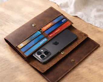 Personalized Leather Wallet for Men – Engraved Minimalist Long Wallet