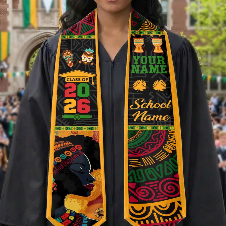 Tibal Graduation African Graduation Stole 2026, Black Girl Graduation Sash, Afrocentric ...
