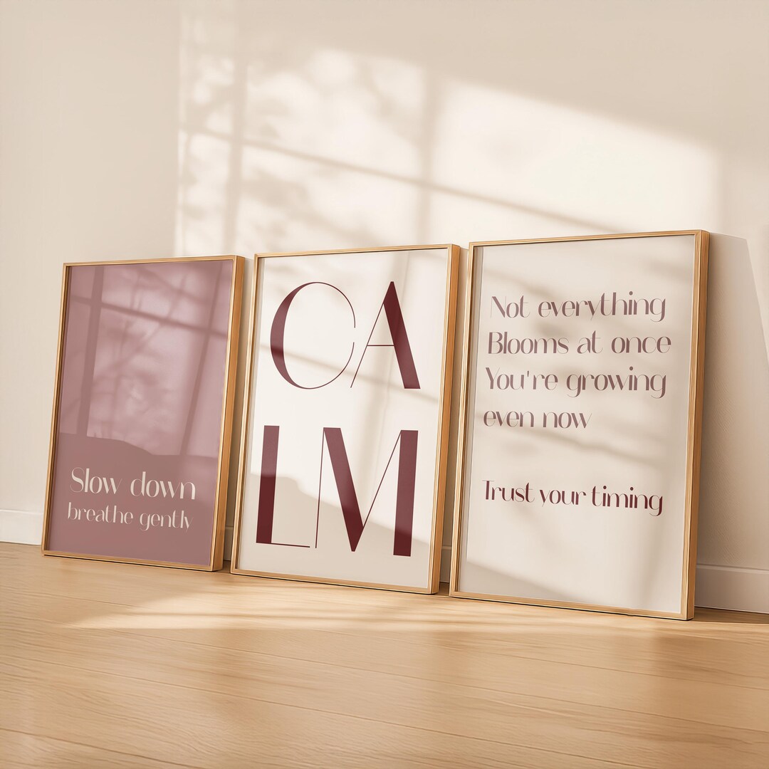 Calm Wall Art Set of 3, Anxiety Relief Decor, Therapy Room Poster ...