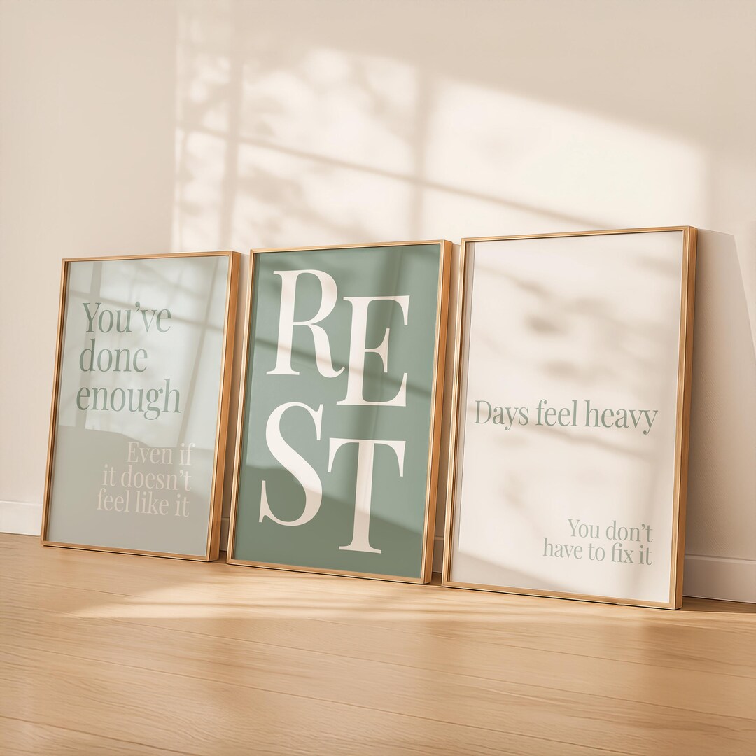 Therapy Wall Art Set of 3, Anxiety Relief Prints, Mental Health Poster ...