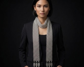 Silver Chainmail Scarf | Lightweight Anodized Aluminum Metallic Shawl | Edgy Statement Avant-Garde Jewelry Collar Choker