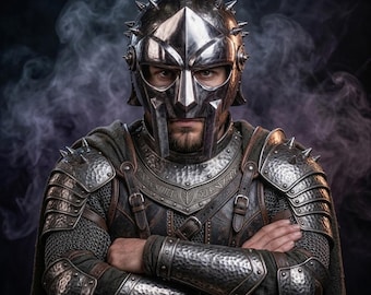 Spiked Gladiator Mask Helmet | Handcrafted Medieval Fantasy Armor Cosplay Headpiece