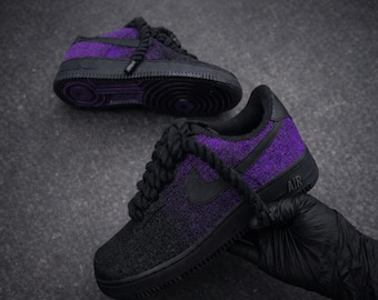 Air Force 1 Lila Schwarz Glitzert Zoll