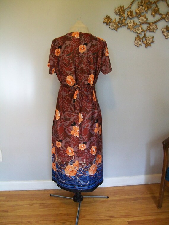 60s Maxi Dress Novelty Print Psychedelic Floral S… - image 4