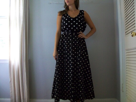 Sale 1950's Polka dot Maxi Skirt- Holiday Skirt (… - image 1