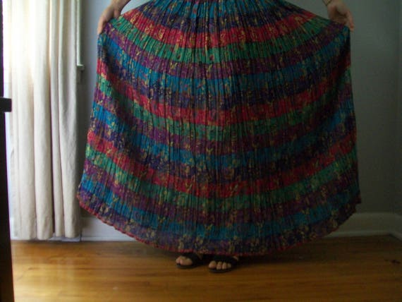 Sale Vintage Bohemian Maxi India Cotton skirt- Fl… - image 3