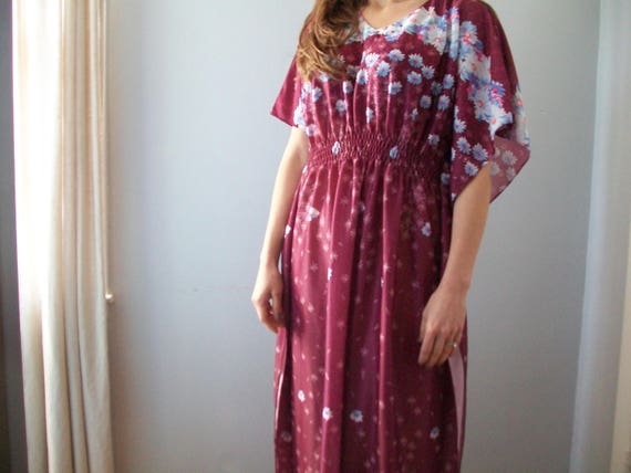 Sale 1960’s Bohemian Floral Caftan Maxi Dress (( … - image 5