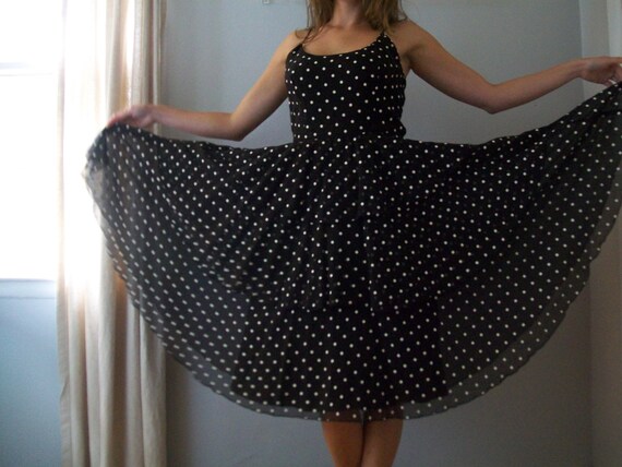 White Polka Dot Dress Sheer Tiers 