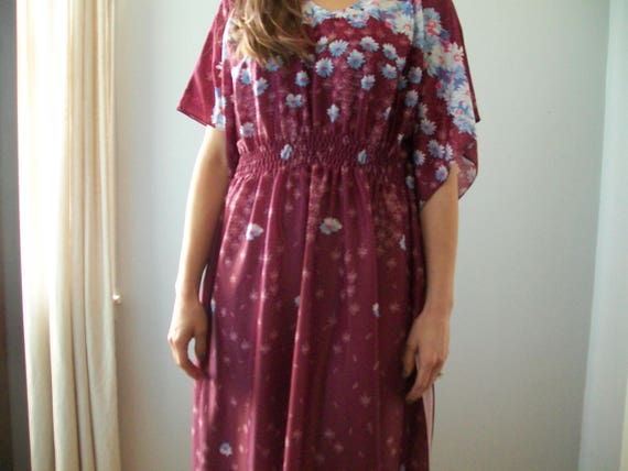 Sale 1960’s Bohemian Floral Caftan Maxi Dress (( … - image 2