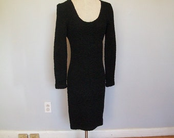 Sale 90’s Long sleeve black mini dress- Open Back- Body Con (( Medium 6-8))