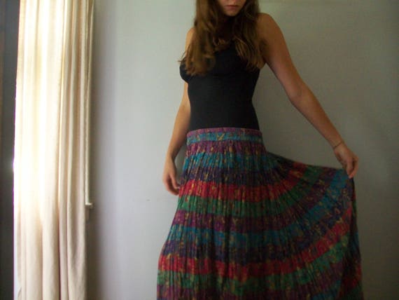 Sale Vintage Bohemian Maxi India Cotton skirt- Fl… - image 4