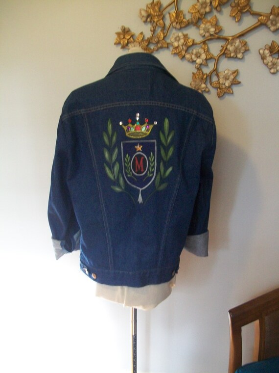 Sale 90’s Denim jacket//  Hand Painted denim// cr… - image 3