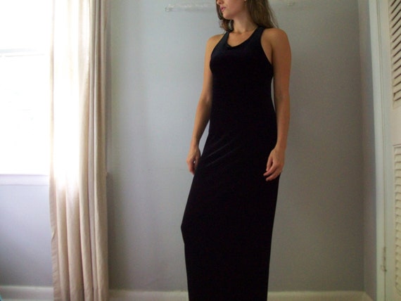 Sale 90’s Black Magic Black Velvet Maxi Dress- Lo… - image 2