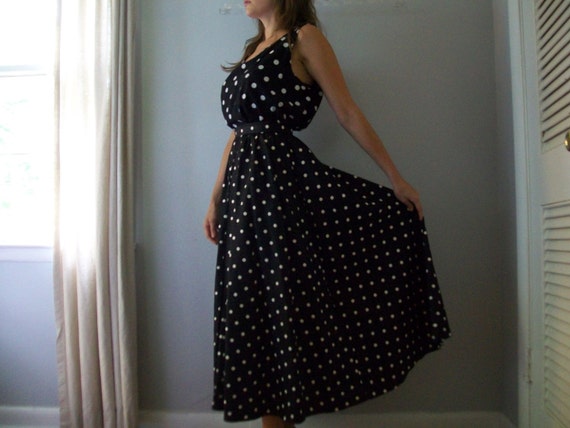 Sale 1950's Polka dot Maxi Skirt- Holiday Skirt (… - image 5
