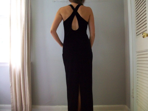 Sale 90’s Black Magic Black Velvet Maxi Dress- Lo… - image 4