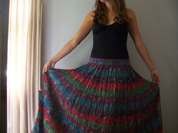 Sale Vintage Bohemian Maxi India Cotton skirt- Fl… - image 2