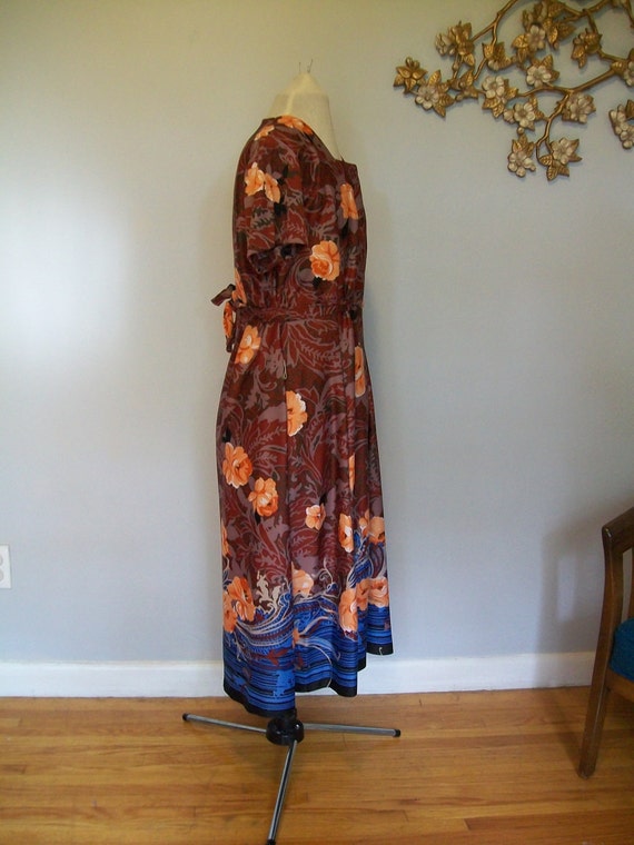 60s Maxi Dress Novelty Print Psychedelic Floral S… - image 3