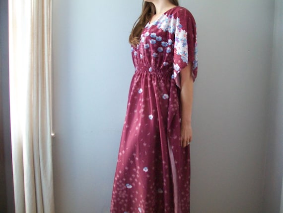 Sale 1960’s Bohemian Floral Caftan Maxi Dress (( … - image 1