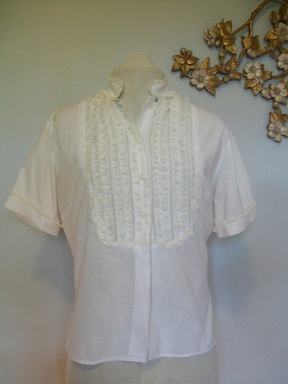 SALE Vintage Edwardian Style Buttercream LACE Top