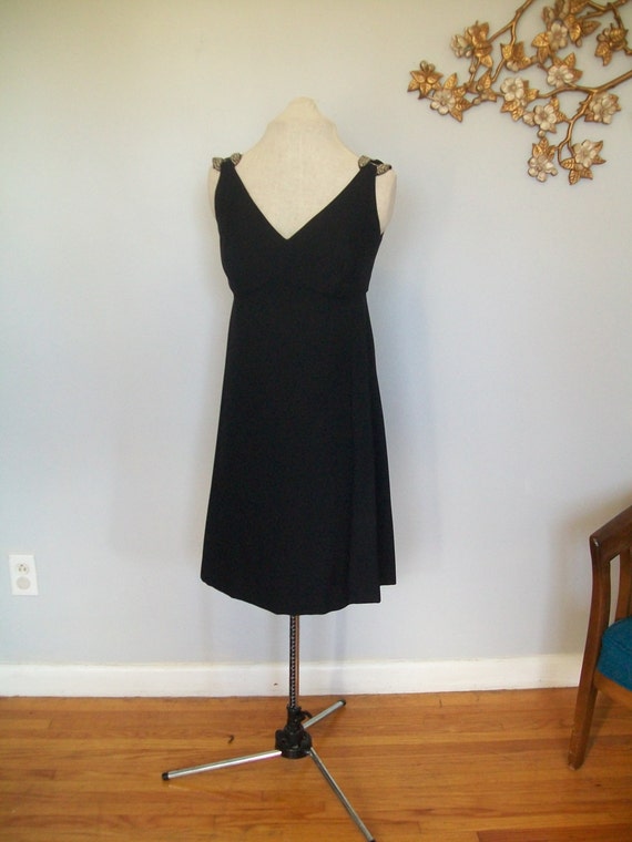 Sale Vintage 1950's Black Cocktail Dress-Beaded S… - image 1