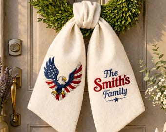 America 250th Anniversary Decor, Patriotic Wreath Sash, USA Flag Door Decor, Fourth of July 2026, Custom Personalized Gift