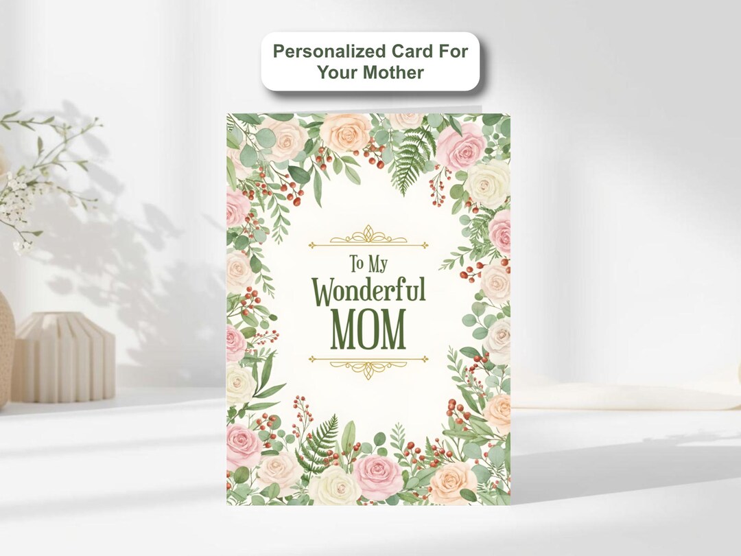 Personalized Mothers Day Card, Custom Floral Mothers Day Cards for Mom ...