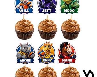Décorations pour cupcakes inspirées de la chèvre | Décoration de fête d'anniversaire dessin animé (téléchargement numérique)