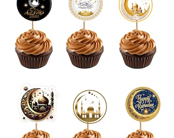 Décorations pour cupcakes Ramadan Kareem | Décoration de fête du Ramadan imprimable | Téléchargement instantané