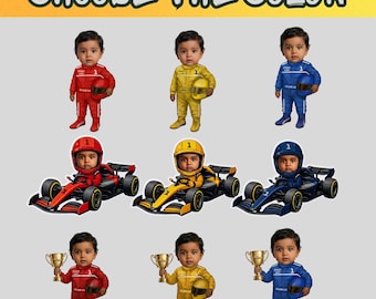 Décorations pour cupcakes F1 Racer personnalisées | Décorations d'anniversaire de course personnalisées (téléchargement numérique)