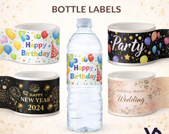 Etiquetas personalizadas para botellas / Etiquetas para botellas personalizadas para cumpleaños, bodas, fiestas, cualquier evento.