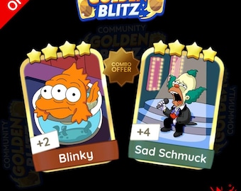 Golden Blitz Event Blinky & Sad Schmuck Monopoly GO 4 Star Stickers - June 28th
