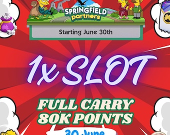1x Slot Monopoly GO Springfield Partner Event Full Carry Service - Consegna Immediata
