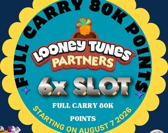 6x Slot Monopoly GO Looney Tunes Partner Full Carry 80k Points - Happy Harvest