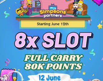 8x Slot Monopoly GO Simpsons Partner Event Full Carry Service - Omedelbar leverans