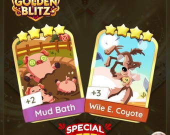 Offerta combinata Monopoly GO Golden Blitz Mud Bath e Wile E. Coyote - Consegna immediata