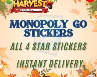 Monopoly GO 4 Star Stickers | Happy Harvest Album | Instant Delivery