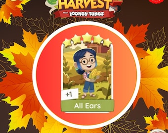 Monopoly_Go! Happy Harvest 5 Star Sticker All Ears (Set-17) - Fast Delivery