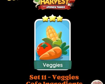 Veggies - 3 Star Stickers Monopoly GO Set 11: Cafe Ingredients (Happy Harvest)