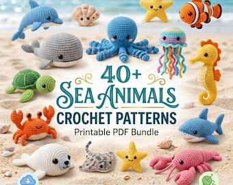 40+ Sea Crochet Pattern Bundle | Amigurumi Ocean Plushie Pdf |Low Sew Beginner crochetpattern |Octopus  fish Keychain | digital Download