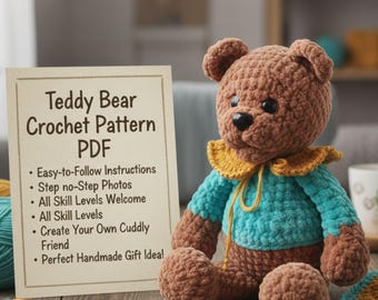 Virkmönster för nallebjörn | Virkad amigurumi i sammetsplysch och sovande nallebjörn | Ladda ner PDF direkt (engelska)