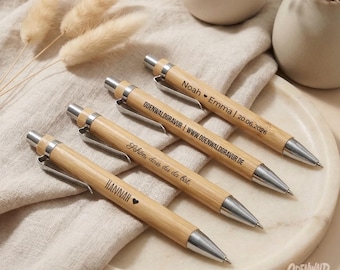 Personalized engraved bamboo ballpoint pen | Engraved ballpoint pen – perfect as a party favor, gift, wedding present, or gift idea