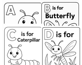 Tarjetas de reconocimiento del alfabeto para preescolar: temática de insectos, letras tranquilas y aprendizaje del alfabeto sin calcar.