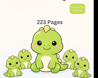 Cuaderno de ejercicios de conteo de dinosaurios tranquilos / Matemáticas preescolares, de 2 a 5 años (223 páginas) Descarga digital